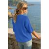 image:imageArachampCloz Womens 100 Cotton 34 Length Sleeve Sweater Crochet Tops Shirts Casual Blouses Resort Wear Summer 2026Royal Blue