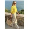 image:imageArachampCloz Womens 100 Cotton 34 Length Sleeve Sweater Crochet Tops Shirts Casual Blouses Resort Wear Summer 2026Yellow