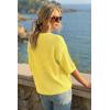 image:imageArachampCloz Womens 100 Cotton 34 Length Sleeve Sweater Crochet Tops Shirts Casual Blouses Resort Wear Summer 2026Yellow