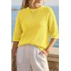 image:imageArachampCloz Womens 100 Cotton 34 Length Sleeve Sweater Crochet Tops Shirts Casual Blouses Resort Wear Summer 2026Yellow