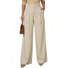 image:imageArachampCloz Womens Linen Blend Wide Leg Palazzo Pants AllSeason Business Casual Outfits Dress TrousersKhaki