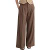image:imageArachampCloz Womens Linen Blend Wide Leg Palazzo Pants AllSeason Business Casual Outfits Dress TrousersCoffee