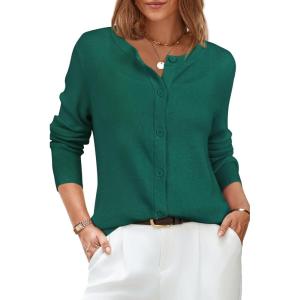 image:imageArachampCloz Womens Wool Blend Lightweight Spring Business Casual Cardigan Sweaters TopsDark Green