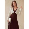 image:imageArachampCloz Womens 100 Cotton Bolero Shrug V Neck Cropped Cardigan Knit SweatersApricot
