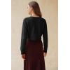 image:imageArachampCloz Womens 100 Cotton Bolero Shrug V Neck Cropped Cardigan Knit SweatersBlack