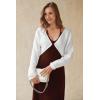 image:imageArachampCloz Womens 100 Cotton Bolero Shrug V Neck Cropped Cardigan Knit SweatersWhite