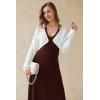image:imageArachampCloz Womens 100 Cotton Bolero Shrug V Neck Cropped Cardigan Knit SweatersWhite