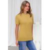 image:imageArachampCloz Womens Lightweight Wool Blend Short Sleeve Sweater Top Business CasualAlight Turmeric