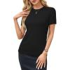 image:imageArachampCloz Womens Lightweight Wool Blend Short Sleeve Sweater Top Business CasualBlack