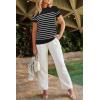 image:imageArachampCloz Womens Lightweight Wool Blend Short Sleeve Sweater Top Business CasualBlackwhite