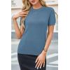 image:imageArachampCloz Womens Lightweight Wool Blend Short Sleeve Sweater Top Business CasualBlue