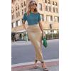 image:imageArachampCloz Womens Lightweight Wool Blend Short Sleeve Sweater Top Business CasualBlue Green