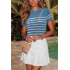 image:imageArachampCloz Womens Lightweight Wool Blend Short Sleeve Sweater Top Business CasualBluewhite