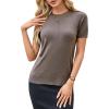 image:imageArachampCloz Womens Lightweight Wool Blend Short Sleeve Sweater Top Business CasualCoffee