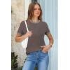 image:imageArachampCloz Womens Lightweight Wool Blend Short Sleeve Sweater Top Business CasualCoffee5132