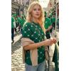 image:imageArachampCloz Womens Lightweight Wool Blend Short Sleeve Sweater Top Business CasualFour Leaf Clover