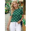 image:imageArachampCloz Womens Lightweight Wool Blend Short Sleeve Sweater Top Business CasualFour Leaf Clover
