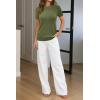 image:imageArachampCloz Womens Lightweight Wool Blend Short Sleeve Sweater Top Business CasualGrass Green