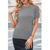 image:imageArachampCloz Womens Lightweight Wool Blend Short Sleeve Sweater Top Business CasualGray