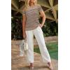 image:imageArachampCloz Womens Lightweight Wool Blend Short Sleeve Sweater Top Business CasualKhakinavy