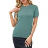 image:imageArachampCloz Womens Lightweight Wool Blend Short Sleeve Sweater Top Business CasualLake Blue