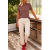image:imageArachampCloz Womens Lightweight Wool Blend Short Sleeve Sweater Top Business CasualMapleleaf Red