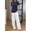 image:imageArachampCloz Womens Lightweight Wool Blend Short Sleeve Sweater Top Business CasualNavy Blue