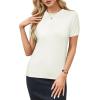 image:imageArachampCloz Womens Lightweight Wool Blend Short Sleeve Sweater Top Business CasualOffwhite