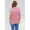 image:imageArachampCloz Womens Lightweight Wool Blend Short Sleeve Sweater Top Business CasualPinkred