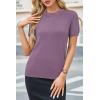 image:imageArachampCloz Womens Lightweight Wool Blend Short Sleeve Sweater Top Business CasualPurple