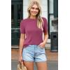 image:imageArachampCloz Womens Lightweight Wool Blend Short Sleeve Sweater Top Business CasualRaspberry Pink
