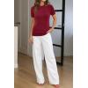 image:imageArachampCloz Womens Lightweight Wool Blend Short Sleeve Sweater Top Business CasualRed