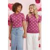 image:imageArachampCloz Womens Lightweight Wool Blend Short Sleeve Sweater Top Business CasualRose Heart