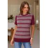 image:imageArachampCloz Womens Lightweight Wool Blend Short Sleeve Sweater Top Business CasualWine5192