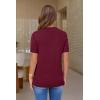 image:imageArachampCloz Womens Lightweight Wool Blend Short Sleeve Sweater Top Business CasualWine5192