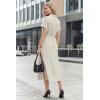 image:imageArachampCloz Womens Linen with Pockets Midi Summer Spring Shirt Dress 2026Beige