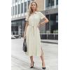 image:imageArachampCloz Womens Linen with Pockets Midi Summer Spring Shirt Dress 2026Beige