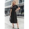 image:imageArachampCloz Womens Linen with Pockets Midi Summer Spring Shirt Dress 2026Black