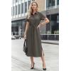 image:imageArachampCloz Womens Linen with Pockets Midi Summer Spring Shirt Dress 2026Coffee