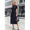 image:imageArachampCloz Womens Linen with Pockets Midi Summer Spring Shirt Dress 2026Navy