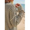 image:imageArachampCloz Womens Oversized Linen Blend Beach Vacation Cover Up Summer Casual Off Shoulder Tops 2026Apricot Black Stripe