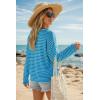 image:imageArachampCloz Womens Oversized Linen Blend Beach Vacation Cover Up Summer Casual Off Shoulder Tops 2026Blue Light Green Stripe