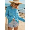 image:imageArachampCloz Womens Oversized Linen Blend Beach Vacation Cover Up Summer Casual Off Shoulder Tops 2026Blue Light Green Stripe