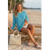 image:imageArachampCloz Womens Oversized Linen Blend Beach Vacation Cover Up Summer Casual Off Shoulder Tops 2026Blue Light Green Stripe