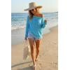 image:imageArachampCloz Womens Oversized Linen Blend Beach Vacation Cover Up Summer Casual Off Shoulder Tops 2026Blue Light Green Stripe