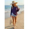 image:imageArachampCloz Womens Oversized Linen Blend Beach Vacation Cover Up Summer Casual Off Shoulder Tops 2026Blue Stripe