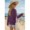 image:imageArachampCloz Womens Oversized Linen Blend Beach Vacation Cover Up Summer Casual Off Shoulder Tops 2026Blue Stripe