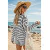 image:imageArachampCloz Womens Oversized Linen Blend Beach Vacation Cover Up Summer Casual Off Shoulder Tops 2026White Black Stripe