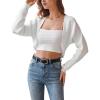 image:imageArachampCloz Womens 100 Cotton Bolero Shrug V Neck Cropped Cardigan Knit SweatersWhite