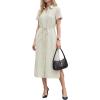 image:imageArachampCloz Womens Linen with Pockets Midi Summer Spring Shirt Dress 2026Beige